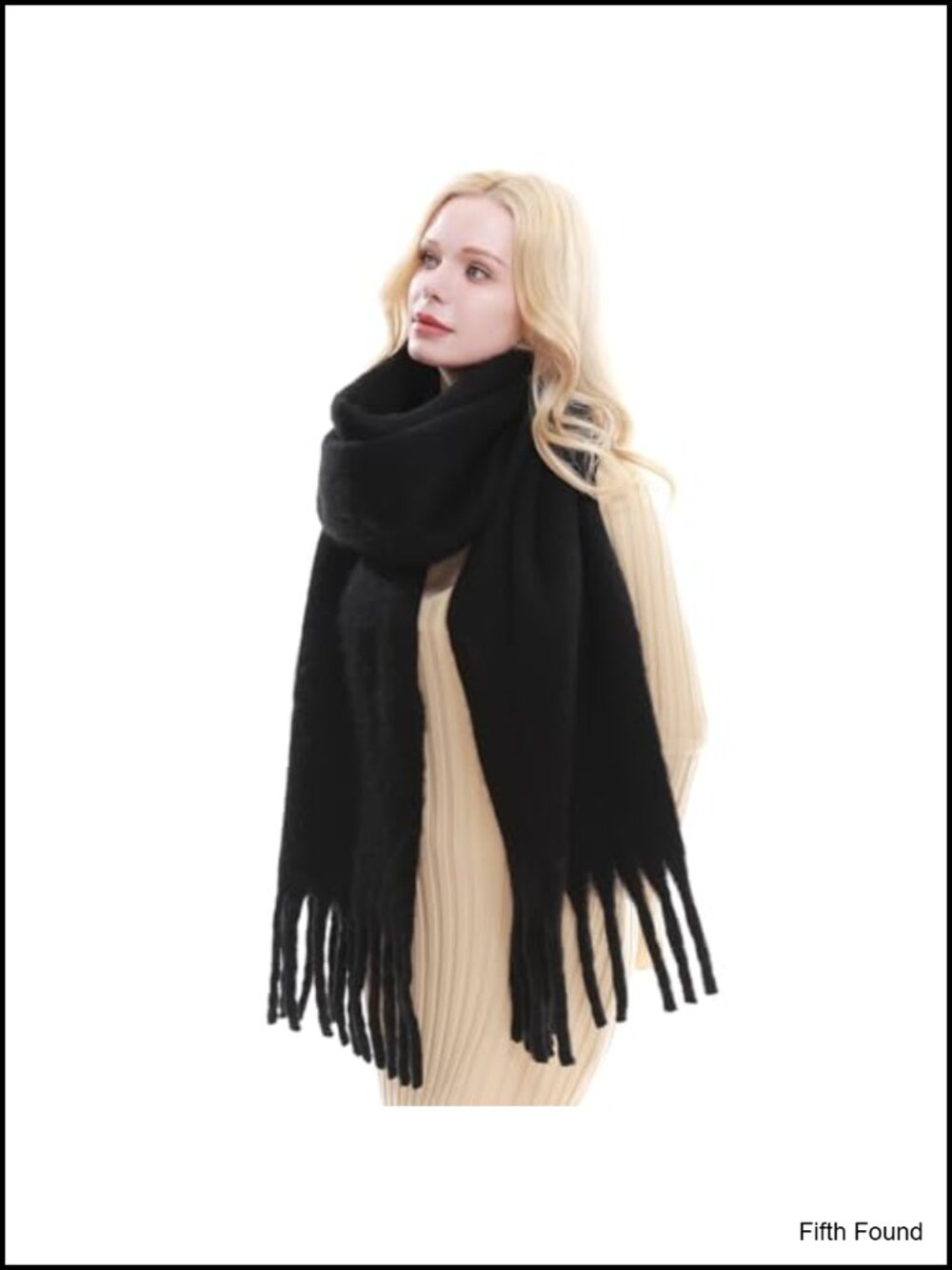 Chunky Oversized Blanket Scarf Tassel Winter Wrap Thick Polyester